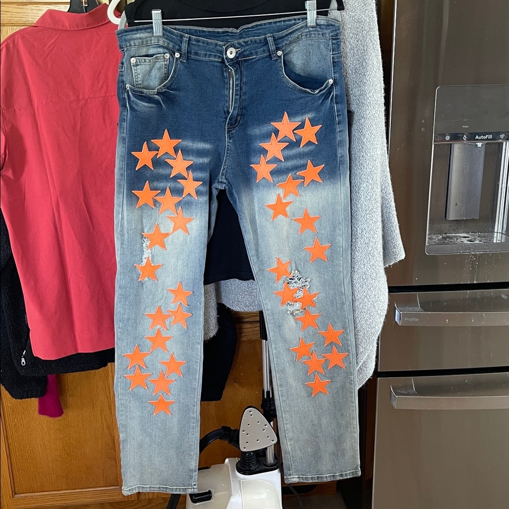 D”Andijieshen  Orange Star denim 36 x 38 pants